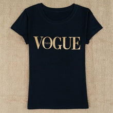 Load image into Gallery viewer, Gold Color VOGUE Print Tshirt Women Tops Summer