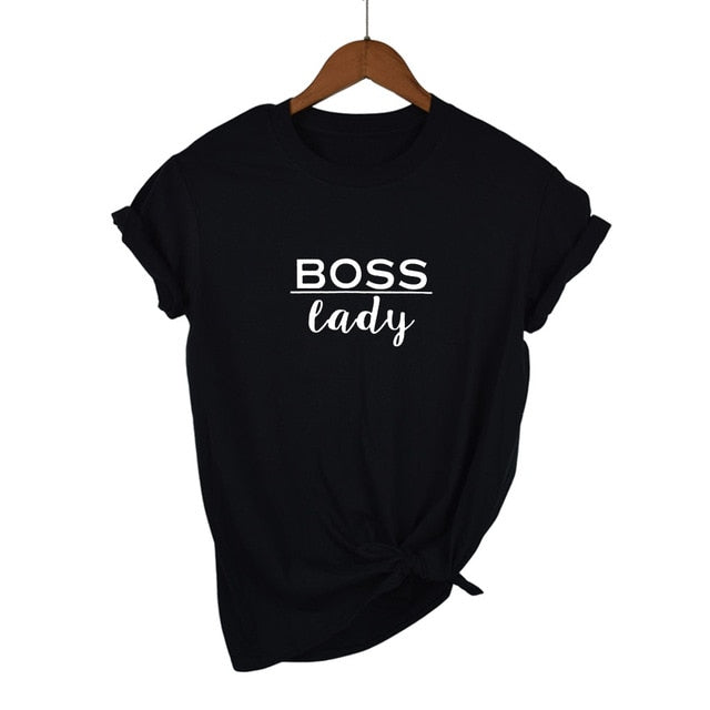 boss lady Letters Print Women tshirt Cotton