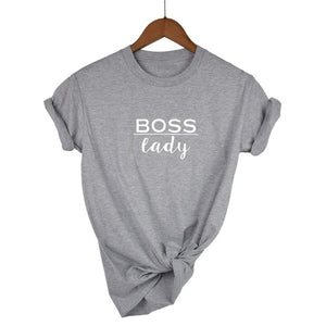 boss lady Letters Print Women tshirt Cotton