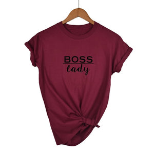 boss lady Letters Print Women tshirt Cotton