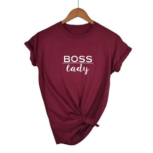 boss lady Letters Print Women tshirt Cotton