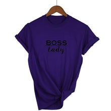 Load image into Gallery viewer, boss lady Letters Print Women tshirt Cotton