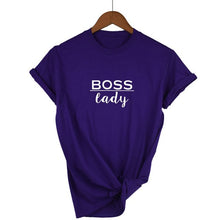 Load image into Gallery viewer, boss lady Letters Print Women tshirt Cotton