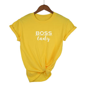 boss lady Letters Print Women tshirt Cotton