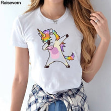 Load image into Gallery viewer, Rainbow Unicorn T Shirt Women New Short