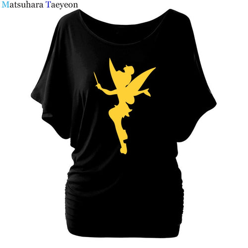 Tshirt Women Tinkerbell Fairy Silhouette Cartoon