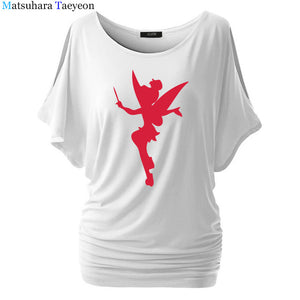 Tshirt Women Tinkerbell Fairy Silhouette Cartoon