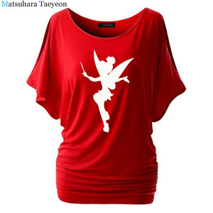 Tshirt Women Tinkerbell Fairy Silhouette Cartoon