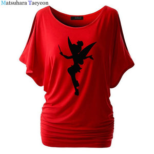 Tshirt Women Tinkerbell Fairy Silhouette Cartoon