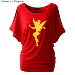 Tshirt Women Tinkerbell Fairy Silhouette Cartoon