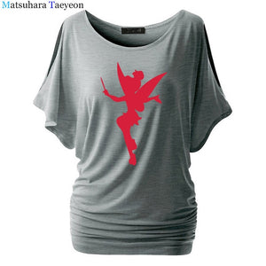 Tshirt Women Tinkerbell Fairy Silhouette Cartoon