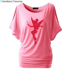 Tshirt Women Tinkerbell Fairy Silhouette Cartoon