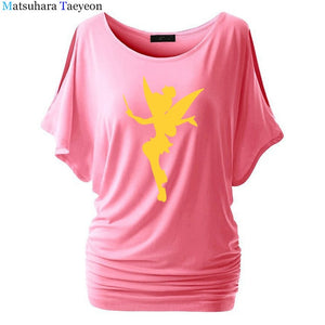 Tshirt Women Tinkerbell Fairy Silhouette Cartoon