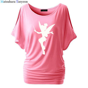 Tshirt Women Tinkerbell Fairy Silhouette Cartoon