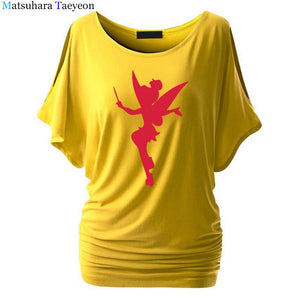 Tshirt Women Tinkerbell Fairy Silhouette Cartoon