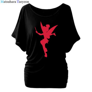 Tshirt Women Tinkerbell Fairy Silhouette Cartoon