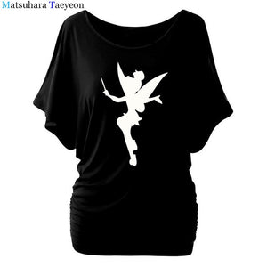 Tshirt Women Tinkerbell Fairy Silhouette Cartoon