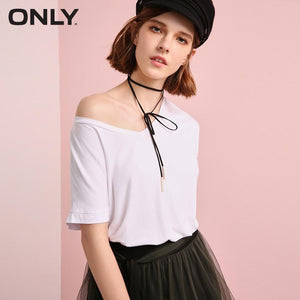 ONLY V-neck pure color loose T shirt Tops casual daily Tees |118101562